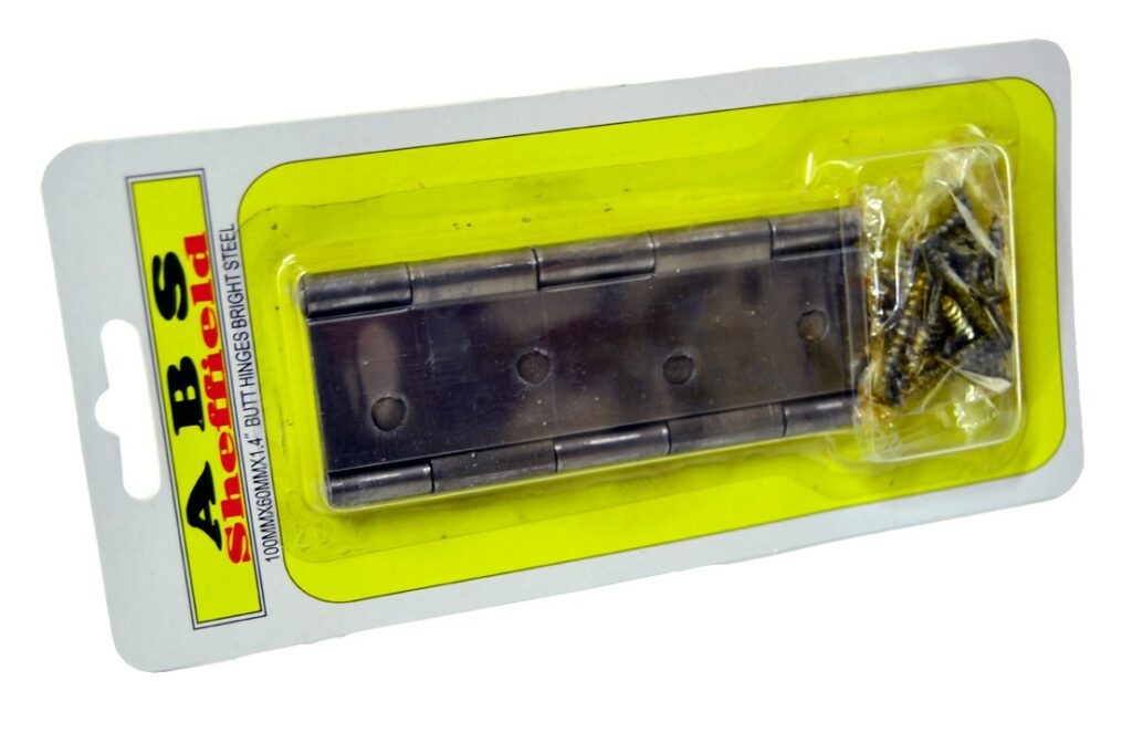 BUTT HINGES 100MM HEAVY STEEL BLISTER CARDED