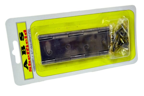 BUTT HINGES 100MM HEAVY STEEL BLISTER CARDED