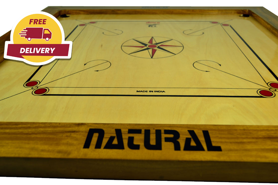 CARROM-BOARD-75CM-X-8MM-NATURAL-WITH-BEADS-&-STRIKER CARROM BOARD 75CM X 8MM NATURAL WITH BEADS & STRIKER - Image 1