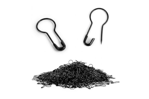 SAFETY PIN GOURD BULB SWING TAG BLACK 22MM 1000'S