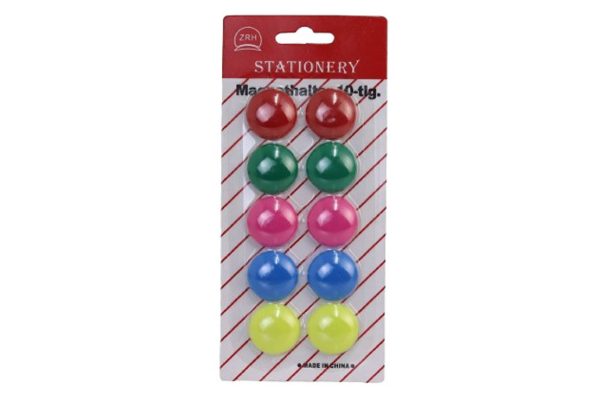 MAGNET ROUND ASST COL PLAIN 30MM 10 ON CD