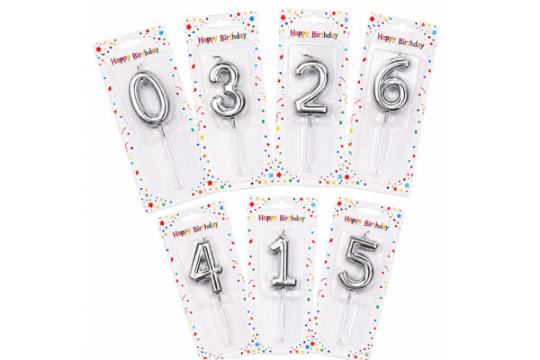 PARTY BIRTHDAY CANDLE SILVER 6CM