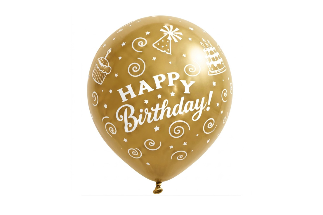 PARTY-HAPPY-BIRTHDAR-BALOONS-300MM-10PC-Gold PARTY HAPPY BIRTHDAR BALOONS 300MM GOLD - Image 1