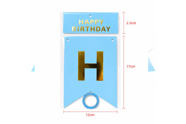 PARTY HAPPY BIRTHDAY BANNER 17CM BLUE