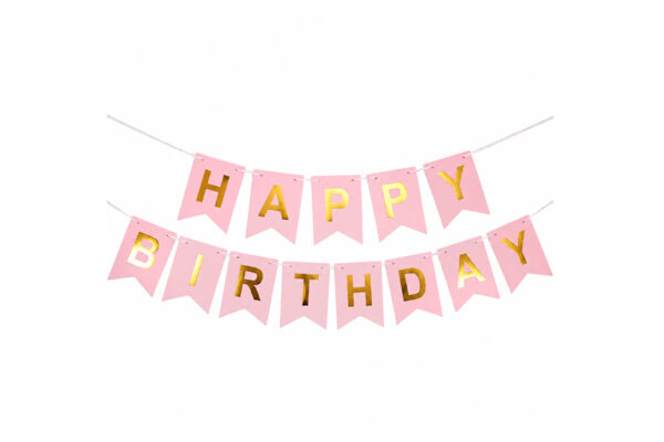 PARTY HAPPY BIRTHDAY BANNER 17CM PINK