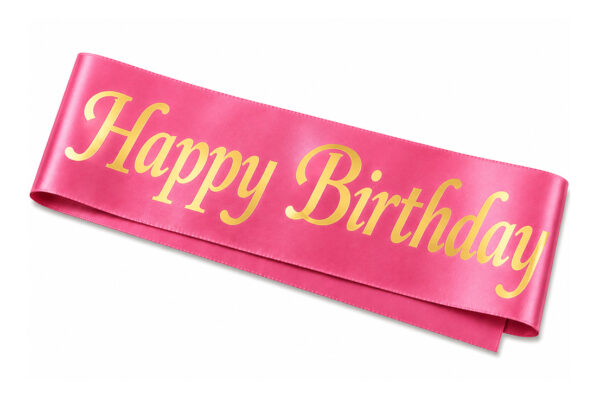 PARTY HAPPY BIRTHDAY ROSE SASH GOLD PRINT
